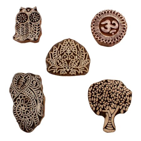 Set of 5 Piece New Mix Wooden Printing Blocks